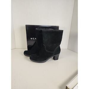 Women's Clarks Bendables Winter Boots Shoes Size 7.5M Black Suede Foldable